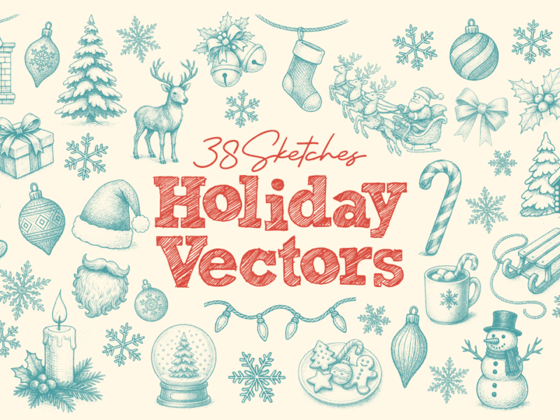 38 Holiday Sketches in Vector Format